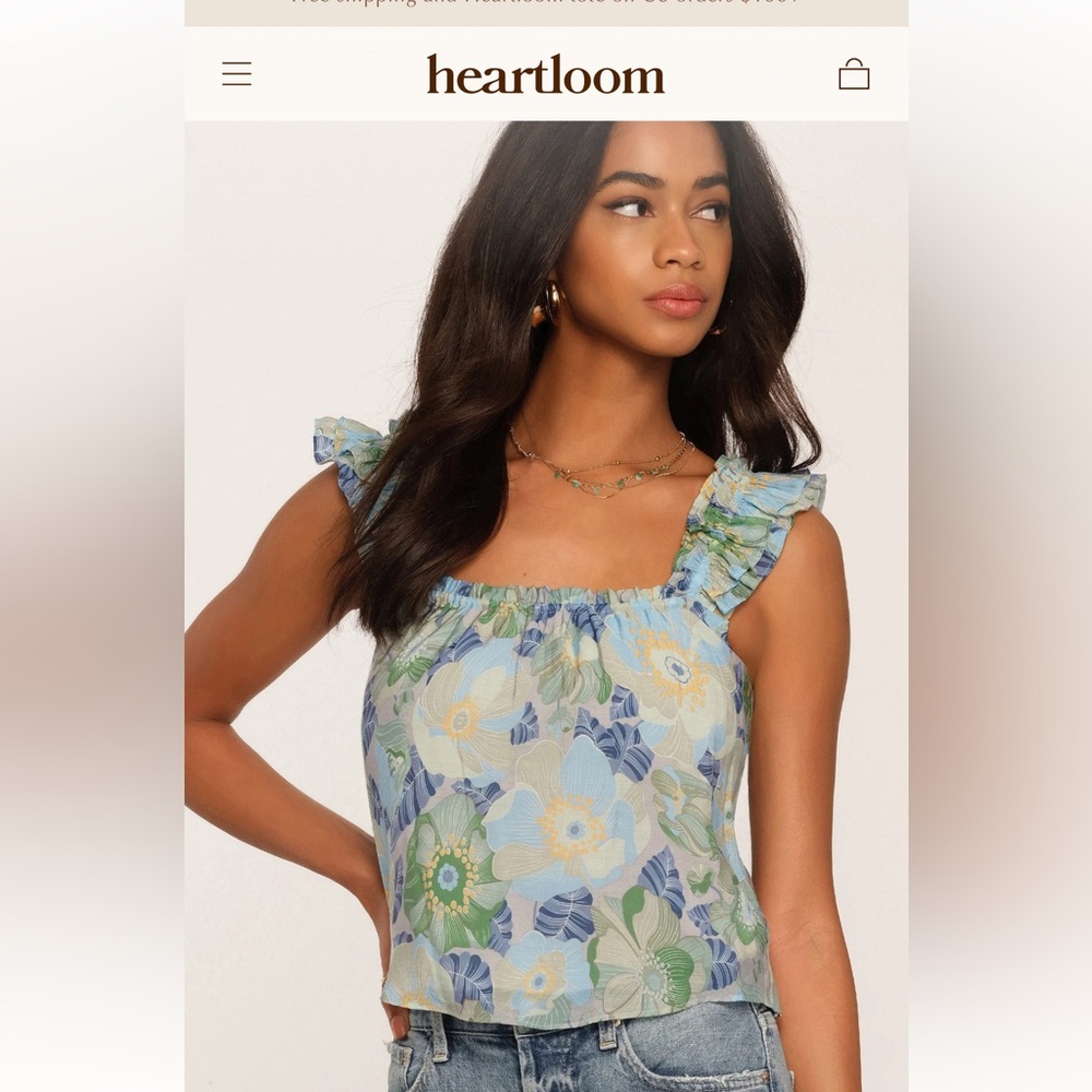 Hold! NWOT; Heartloom Pastel COTTAGECORE Floral BABYDOLL ~ LOUNGE top